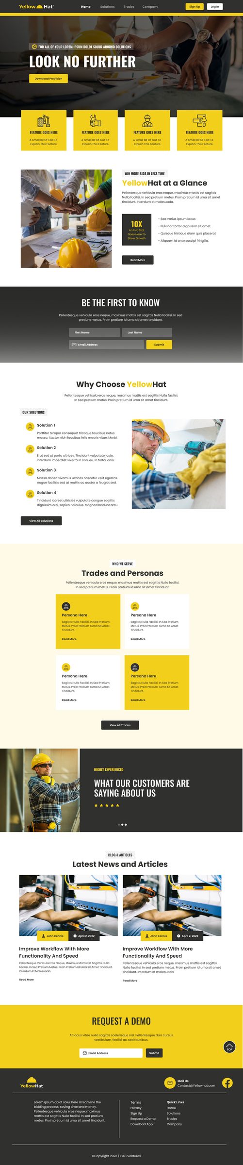 YellowHat Homepage Hi-Fi Design
